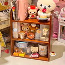 Wooden Retro Storage Organizer for Axyaa Dormitory Desktop, Multi-layer Cosmetics Cabinet