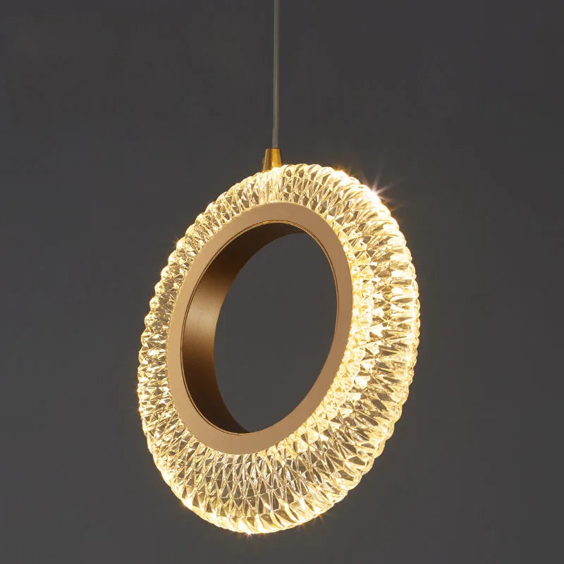 Axyaa Crystal Rings LED Chandelier: Modern Gold Kitchen Lighting Fixtures