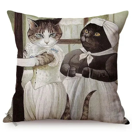 Axyaa Cat Portrait Nordic Art Pillow Cover