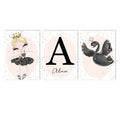 Axyaa Ballet Girl Custom Name Canvas Painting Swan Print Wall Art Nordic Posters