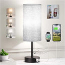 Axyaa White Table Lamp with USB Charging Port and Pull Chain - Night Light for Bedroom