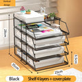 Axyaa Stackable Tray Organizer Set for Desk with Paper, Letter, Accessories - Black
