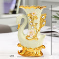 Axyaa Ceramic Gold Swan Vase Set for Home Decor & Dining Table Arrangement