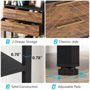 Axyaa Industrial 4-Tier Bookshelf with 2 Drawers, Arched Bookcase, 70.8" Tall Display Rack