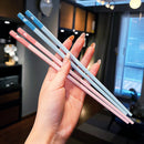Axyaa Love Chopsticks: Reusable Alloy Korean Sushi Chopsticks, Non-Slip, 5 Pairs