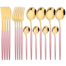 Axyaa Stainless Steel Black Cutlery Set - 16Pcs Mirror Dinnerware Kitchen Silverware Set