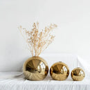 Golden Ball Ceramic Vase by Axyaa: Elegant Home Decor, Artistic Flower Pot, Hydroponic Art Ornament.