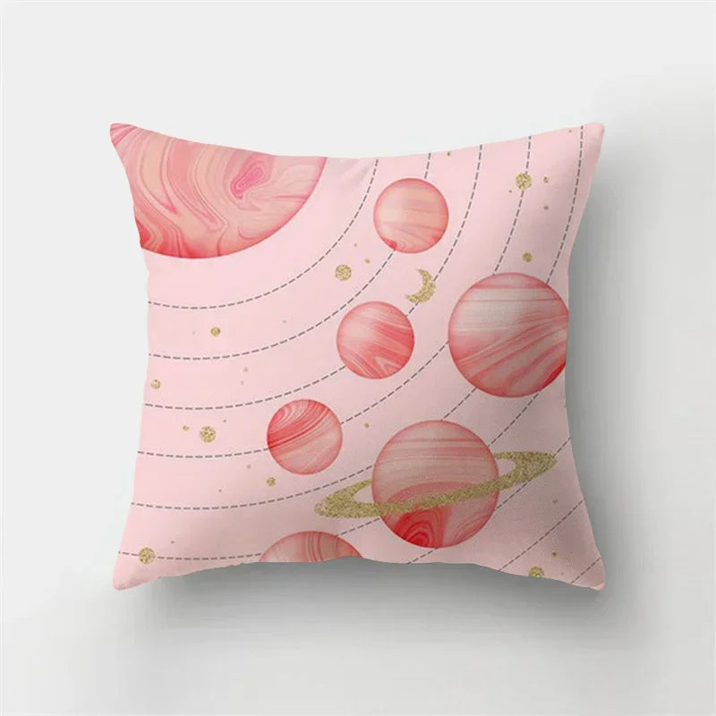 Axyaa Pink Sky Clouds 45x45cm Polyester Cushion Cover for Home Decor