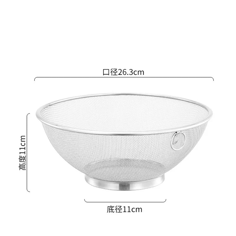Axyaa Stainless Steel Flour Sieve Colander Basket Kitchen Strainer