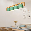 Axyaa Metal LED Pendant Lights with Wood Lampshade for Dining and Kitchen