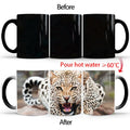 Axyaa Color Changing Animal Ceramic Mug Lion Tiger Heat Sensitive Coffee Cup