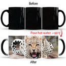 Axyaa Color Changing Animal Ceramic Mug Lion Tiger Heat Sensitive Coffee Cup