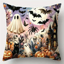 Axyaa Halloween Ghosts Cats Pumpkins Cushion Cover for Sofa Bedroom Car