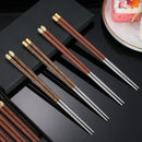 Axyaa Stainless Steel & Wooden Chopsticks Set for Dining
