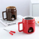 Axyaa Ceramic Chocolate Melting Cup with Fork - 200ML