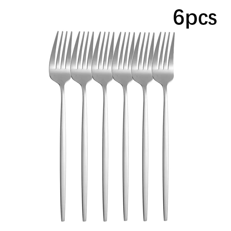 Axyaa 6/30pc Stainless Steel Western Cutlery Set Steak Knife Fork Spoon Coffee Dessert Fork