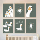Axyaa Funny Green Goose Canvas Wall Art for Nursery & Home Decor