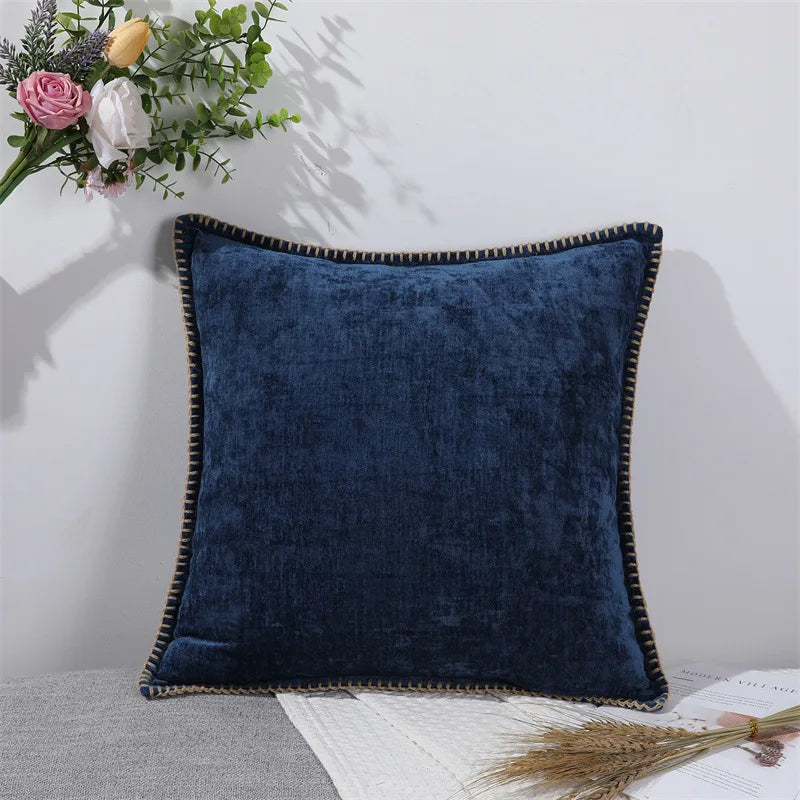 Luxurious Chenille Green Cushion Cover for Sofa Home Decor by Axyaa
