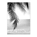 Black and White Beach Landscape Canvas Painting Palm Trees Nordic Wall Art by Axyaa