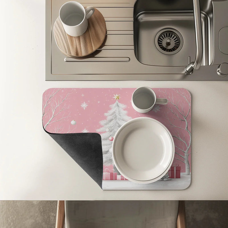Axyaa Christmas Gift Box Kitchen Bathroom Drying Mat Anti-slip Absorbent Draining Pad