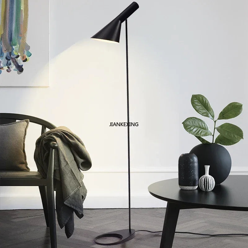 Axyaa Black White LED Corner Floor Lamp by Arne Jacobsen - Modern Living Room Decor Stand