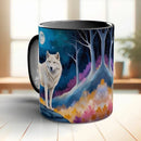 Moon & White Wolf Ceramic Coffee Mug 11oz by Axyaa - Friends Birthday Gift