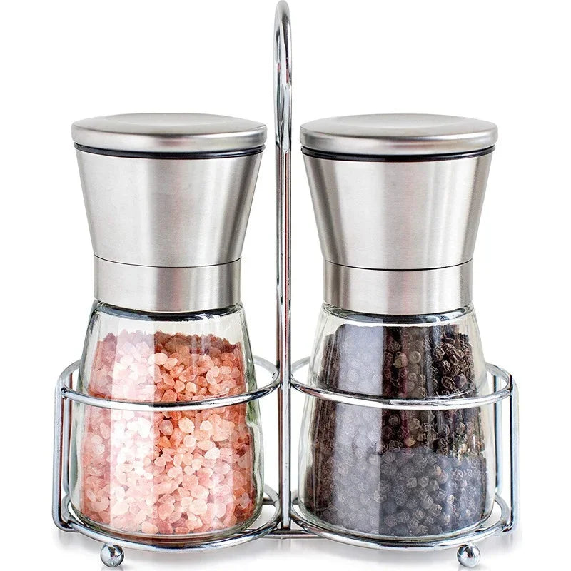 Axyaa Stainless Steel Glass Spice Bottle Grinder Mill Kitchen Gadget