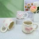 Axyaa French Ceramic Hand Pinch Bow Mug - Cute Breakfast Tea Cup Gift