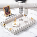 Axya Metal Tray Leather Acrylic Rectangular Jewelry Display Serving Plate