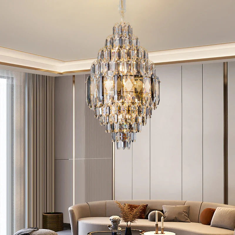 Axyaa Crystal Chandelier for Luxe Living - Large, Elegant, and Modern Residence Lighting