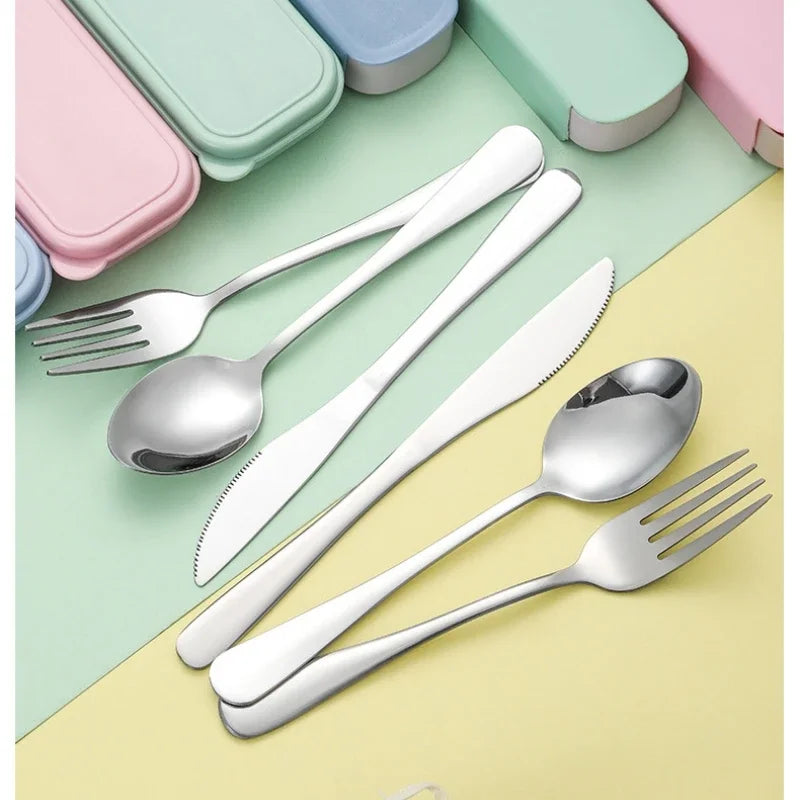 Axyaa Stainless Steel Tableware Set - Spoon, Knife, Fork - Simple and Portable for Home or Dorm