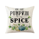 Axyaa Harvest Pumpkin Plaid Linen Blue Pillow Cover for Festive Decor