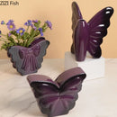 Pink Butterfly Ceramic Vase by Axyaa - Artificial Flowers Arrangement Vase for Aesthetic Room Decor