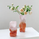 Axyaa Sunset Red Geometric Glass Vase Stack Stones Terrarium