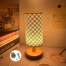 Axyaa Nordic Wood Base USB Lamp with Three-Color LED for Bedroom and Study