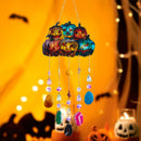 Flat Pumpkin, Bat, Witch Stained Acrylic Agate Pendant Window Hanging Suncatcher by Axyaa