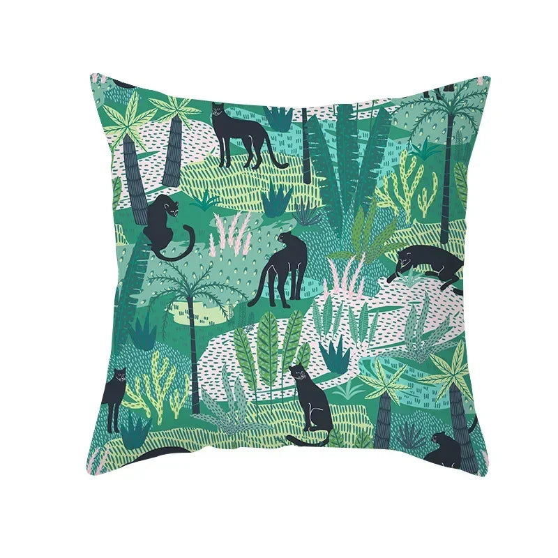 Axyaa Tropical Plant Pillowcase 45*45cm Decor for Home Office Car