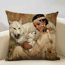 Axyaa Vintage African Indian Sexy Girl Women Oil Painting Cushion Cover