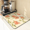 Axyaa Flowers Pattern Kitchen Absorbent Drying Mat: Stylish Table Decor & Accessory