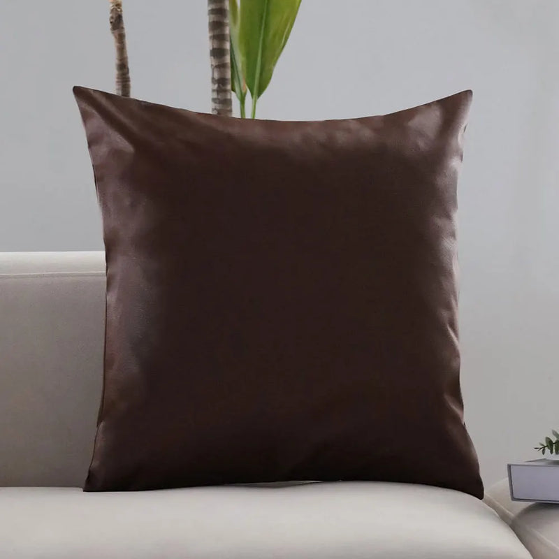 Axyaa PU Leather Cushion Cover 45x45 Nordic Style Sofa Throw Pillow Home Decor