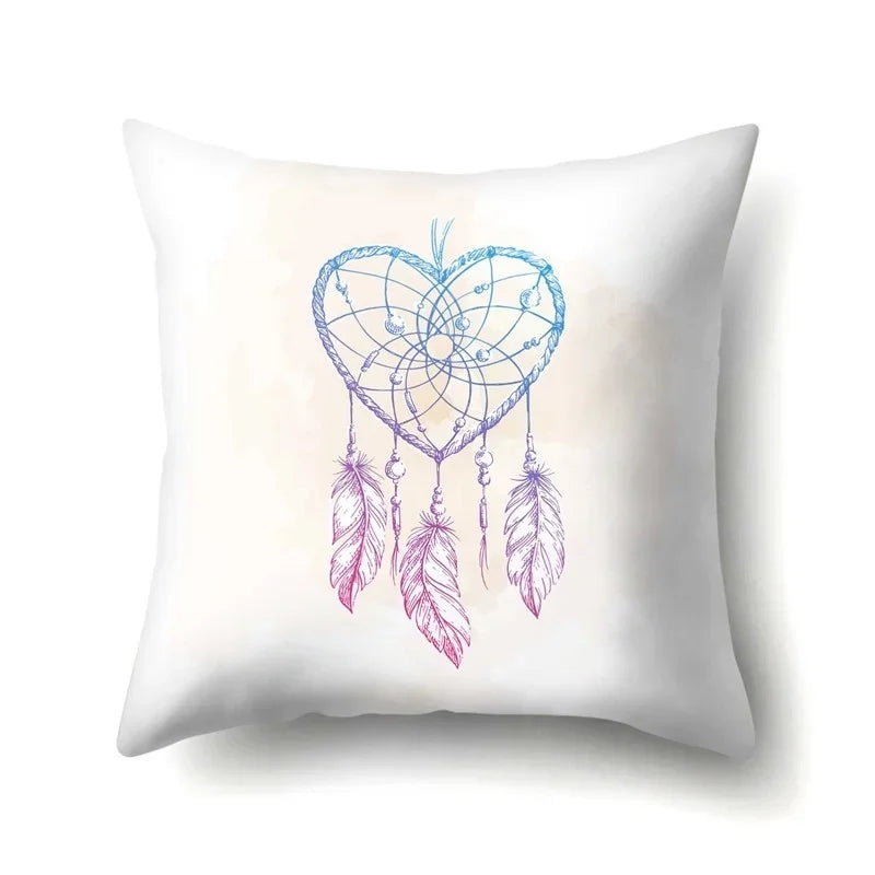 Axyaa Boho Indian Feather Dreamcatcher Pillow Cushion Cover for Home Decor