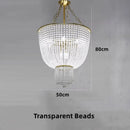 Axyaa Gold Frame White Beads Chandelier with Crystal Shade
