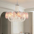 Axyaa Pink Glass Pearl Chandelier - Murano Style Vintage Living Room Light