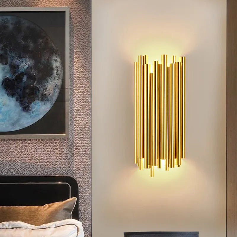 Axyaa Gold Crystal Wall Sconce - LED Bedroom Living Room Decoration