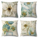 Axyaa Rose Butterfly Print Cotton Linen Pillowcase for Modern Living Room Decor