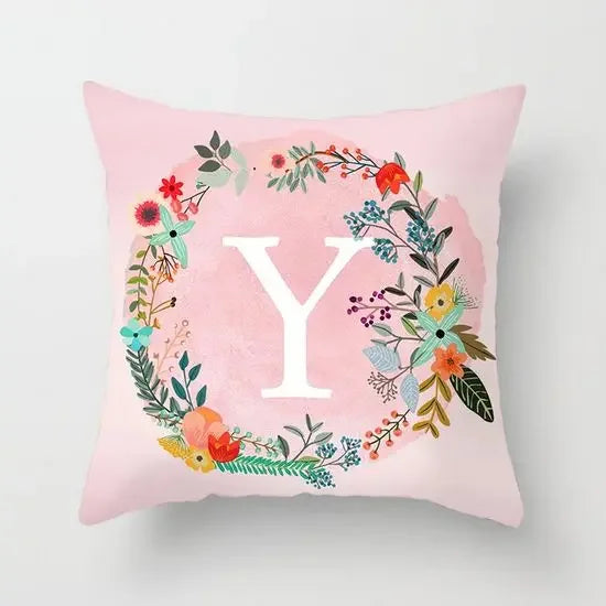 Axyaa Wreath Alphabet Pillow Cover - 45x45cm