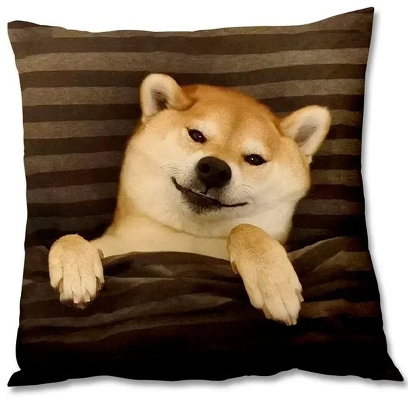 Shiba Inu Cushion Cover by Axyaa: Cute Dog Throw Pillow for Home Decor (45*45cm)