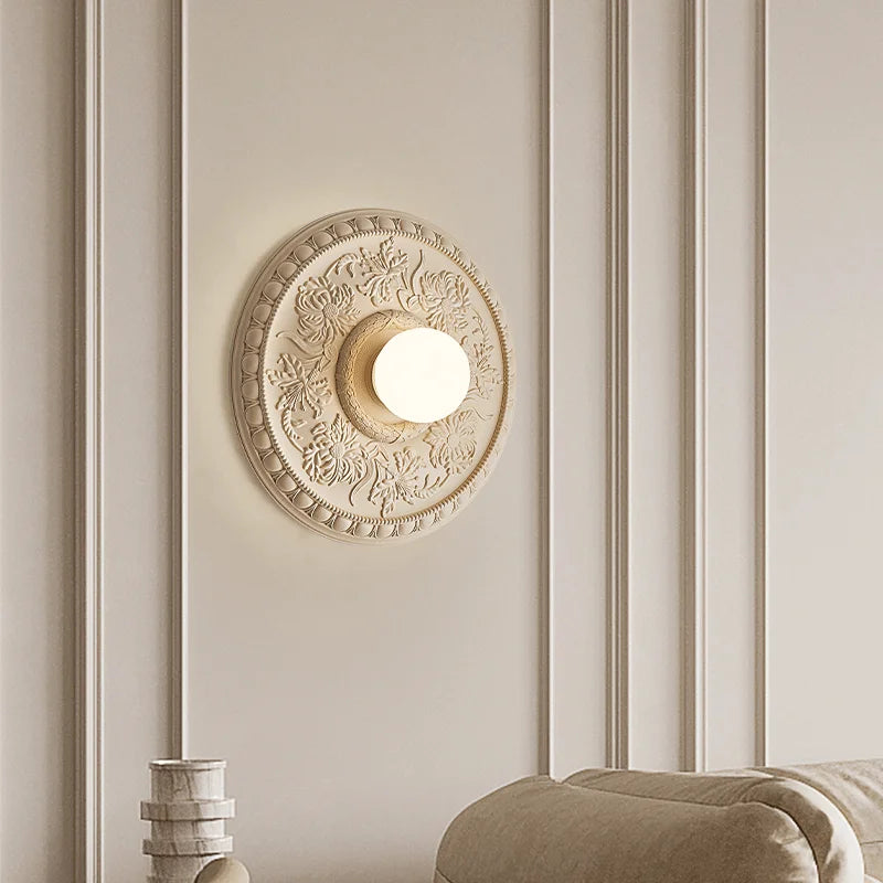Axyaa White Glass Bedside Wall Lamp - High-End Retro Bedroom Sconce