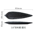 Axyaa Bamboo Leaf Sushi Ceramic Plate for Restaurant, Fish, Snack, Dessert
