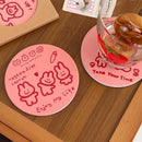 Axyaa Kawaii Pink Ceramics Drink Coasters Set - Cute Aesthetic Cup Mat Accessories
